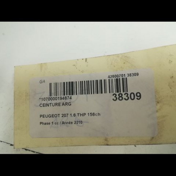 Ceinture arrière gauche occasion PEUGEOT 207 Phase 1 04-2006->06-2013 1.6 THP 156ch 96738848ZH 4