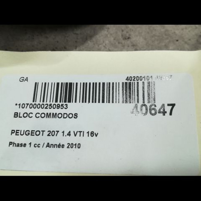 Bloc commodos occasion PEUGEOT 207 Phase 1 04-2006->06-2013 1.4 VTI 16v 95ch 6242YP 5