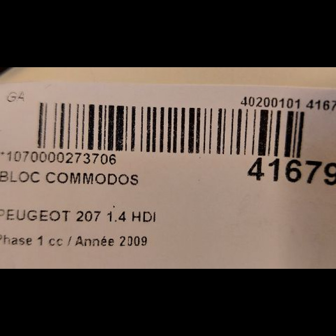 Bloc commodos occasion PEUGEOT 207 Phase 1 04-2006->06-2013 1.4 HDI 6242ST 5