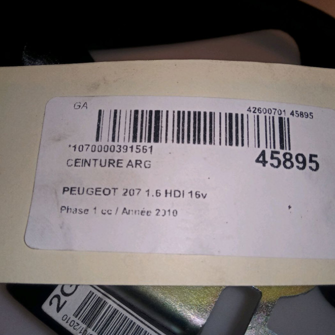 Ceinture arrière gauche occasion PEUGEOT 207 Phase 1 04-2006->06-2013 1.6 HDI 16v 90ch 8975XJ 4