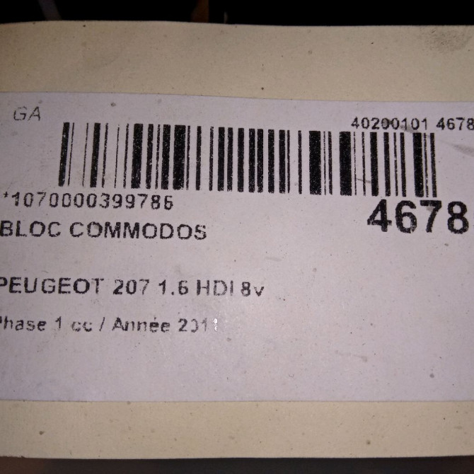 Bloc commodos occasion PEUGEOT 207 Phase 1 04-2006->06-2013 1.6 HDI 8v 92ch 5