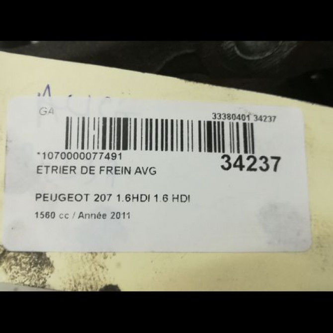 Etrier de frein avant gauche occasion PEUGEOT 207 Phase 1 04-2006->06-2013 1.6 HDI 16v 90ch 4400R6 3