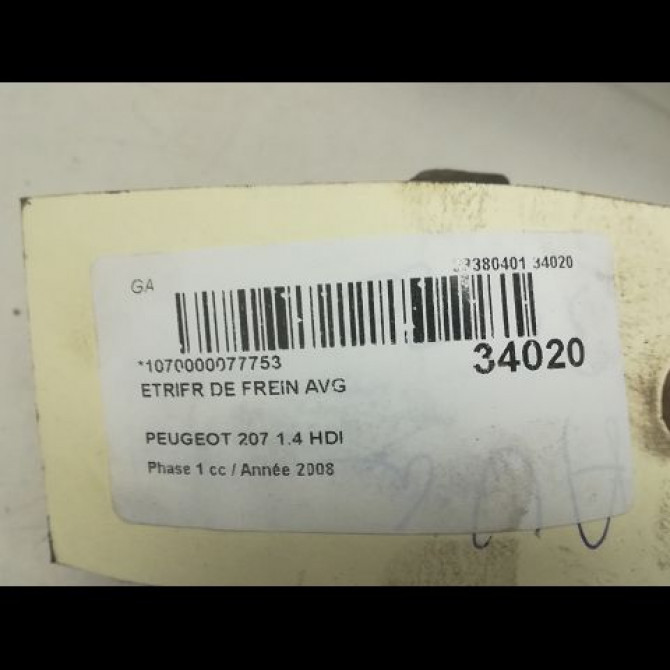 Etrier de frein avant gauche occasion PEUGEOT 207 Phase 1 04-2006->06-2013 1.4 HDI 4400R6 3