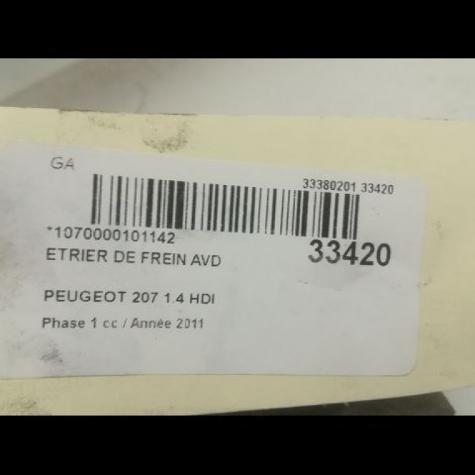 Etrier de frein avant gauche occasion PEUGEOT 207 Phase 1 04-2006->06-2013 1.4 HDI 4400R6 3