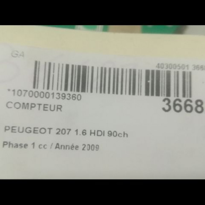 Compteur occasion PEUGEOT 207 Phase 1 04-2006->06-2013 1.6 HDI 90ch 6103EC 3