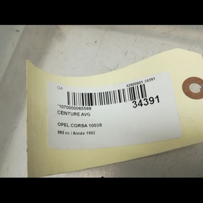 Ceinture avant gauche occasion OPEL CORSA I Phase 1 01-1985->06-1990 1.0i 13122391 5