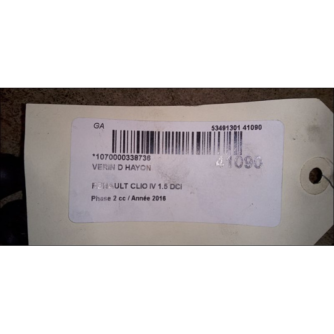 Verin droit hayon occasion RENAULT CLIO IV Phase 2 08-2016->... 1.5 DCI 75ch 844308661R 2