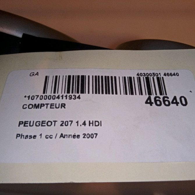 Compteur occasion PEUGEOT 207 Phase 1 04-2006->06-2013 1.4 HDI 6103EC 5