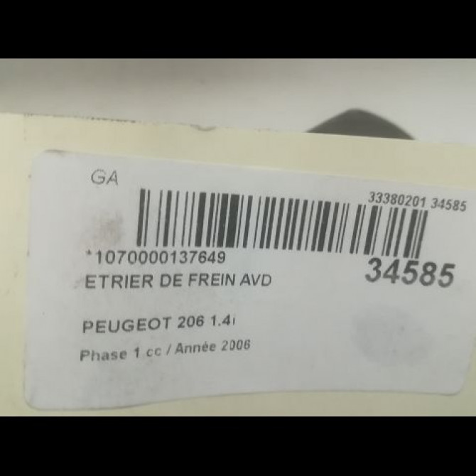 Etrier de frein avant droit occasion PEUGEOT 206 Phase 1 09-1998->03-2009 1.4i 441048 3