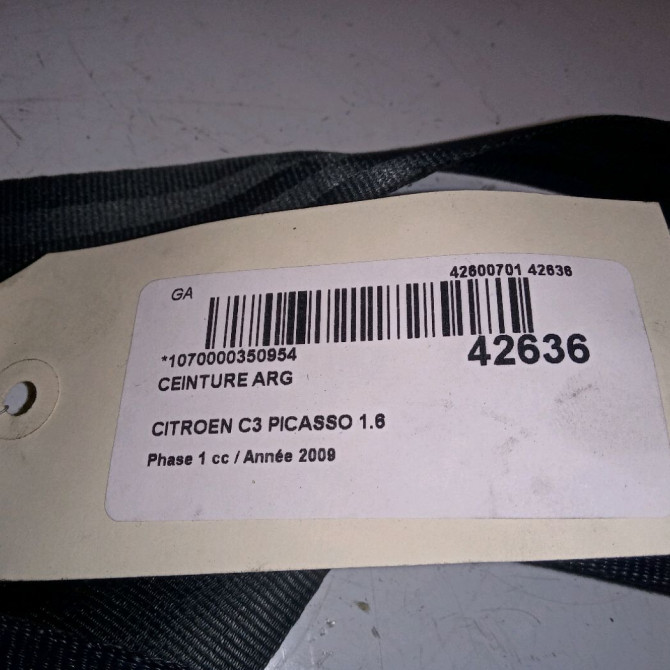 Ceinture arrière gauche occasion CITROEN C3 PICASSO Phase 1 02-2009->08-2012 1.6 HDi 16v 90ch 8975ER 4