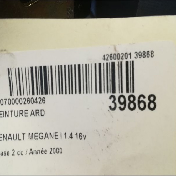 Ceinture arrière droite occasion RENAULT MEGANE I Phase 2 03-1999->06-2003 1.4 16v 7700430829 4