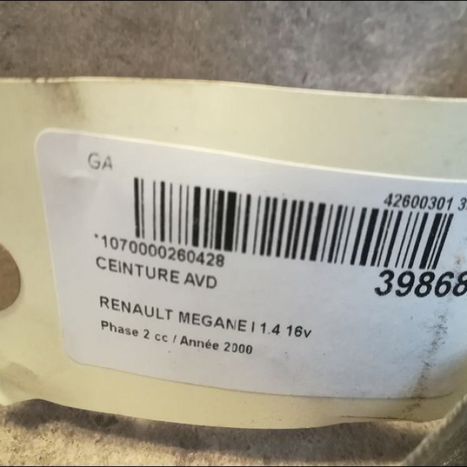 Ceinture avant droite occasion RENAULT MEGANE I Phase 2 03-1999->06-2003 1.4 16v 7700430618 4