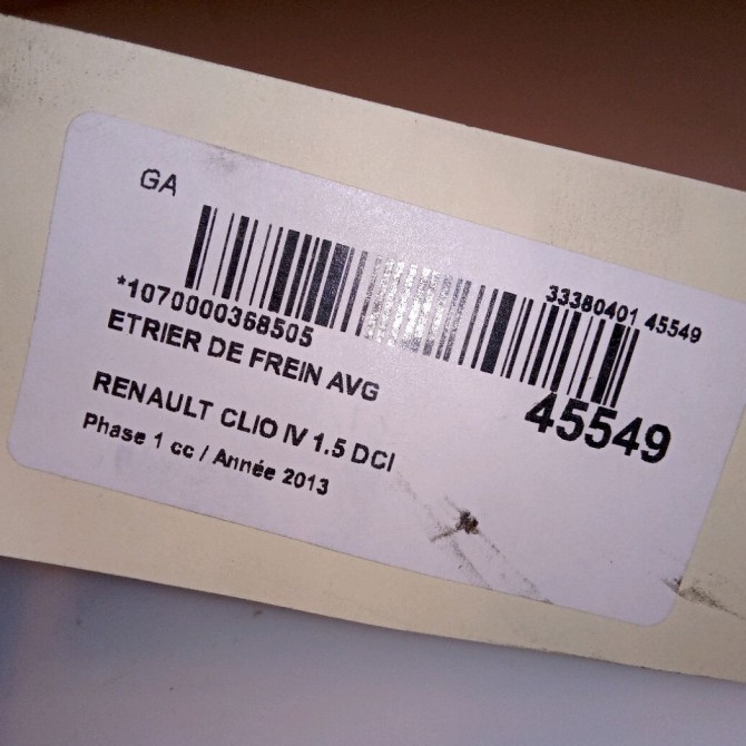 Etrier de frein avant gauche occasion RENAULT CLIO IV Phase 1 07-2012->... 1.5 DCI 90ch 410118579R 4