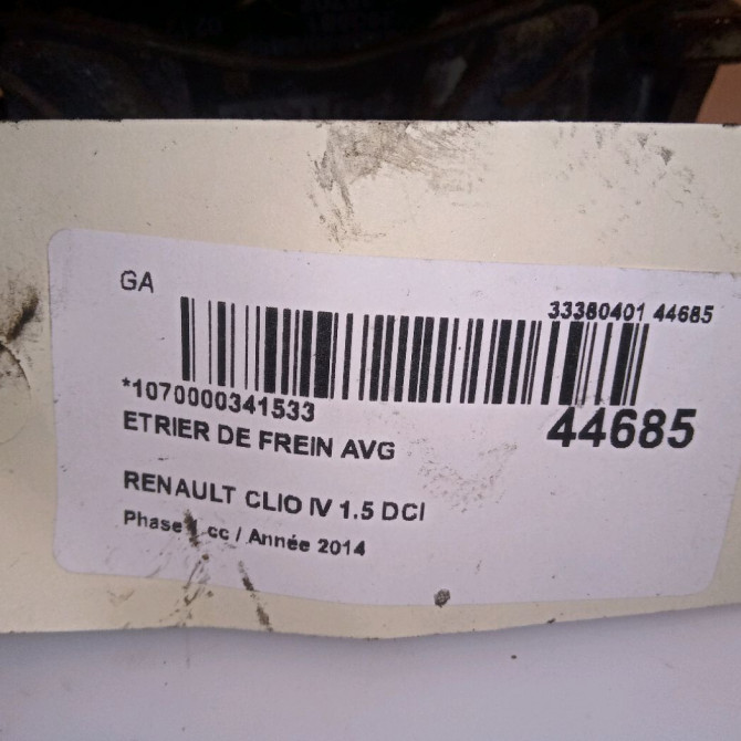 Etrier de frein avant gauche occasion RENAULT CLIO IV Phase 1 07-2012->... 1.5 DCI 90ch 410118579R 4