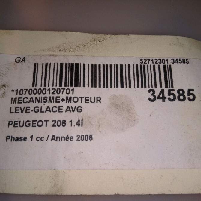 Mecanisme+moteur leve-glace avg occasion PEUGEOT 206 Phase 1 09-1998->03-2009 1.4i 9221F9 4