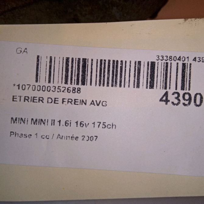 Etrier de frein avant gauche occasion MINI MINI II Phase 1 09-2006->12-2010 1.6i 16v 175ch COOPER S 34116778335 4