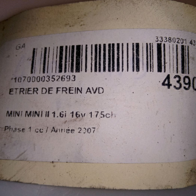 Etrier de frein avant droit occasion MINI MINI II Phase 1 09-2006->12-2010 1.6i 16v 175ch COOPER S 34116778336 5