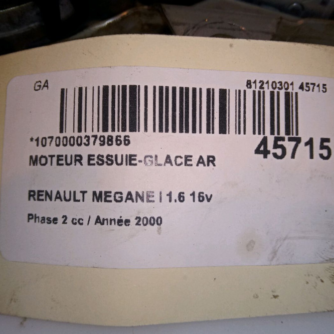 Moteur essuie-glace arrière occasion RENAULT MEGANE I Phase 2 03-1999->06-2003 1.6 16v 8200028554 5