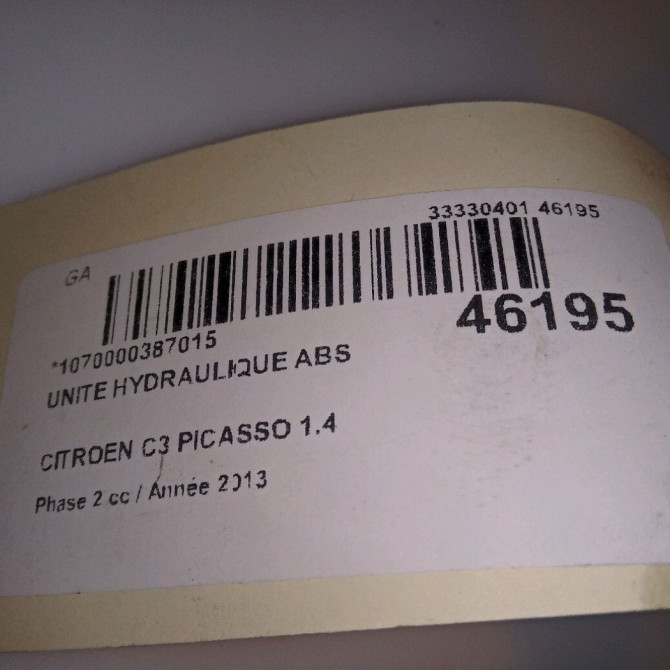 Unité hydraulique ABS occasion CITROEN C3 PICASSO Phase 2 09-2012->... 1.4 VTI 95ch 1608750080 8