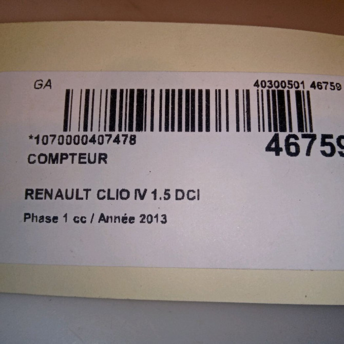 Compteur occasion RENAULT CLIO IV Phase 1 07-2012->... 1.5 DCI 90ch 248104862R 5