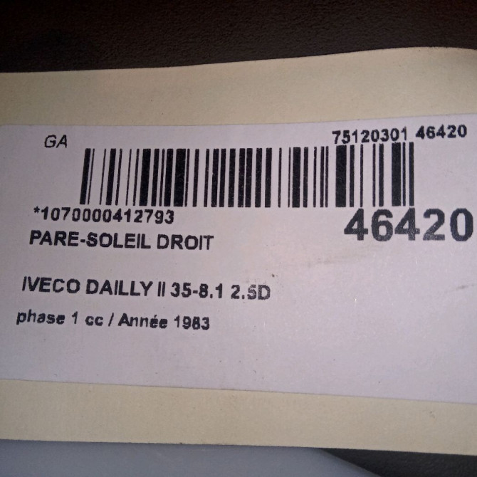 Pare-soleil droit occasion IVECO DAILLY II Phase 1 04-1995->04-1999 35-8.1 2.5D 4