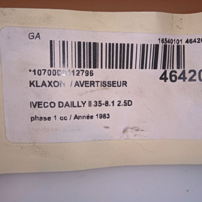 Klaxon  / avertisseur occasion IVECO DAILLY II Phase 1 04-1995->04-1999 35-8.1 2.5D 4