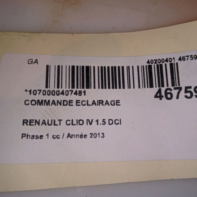 Commande eclairage occasion RENAULT CLIO IV Phase 1 07-2012->... 1.5 DCI 90ch 255405718R 5