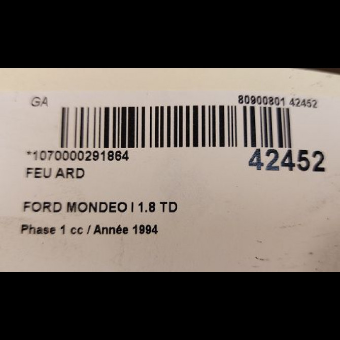 Feu arrière droit occasion FORD MONDEO I Phase 1 01-1993->09-1996 1.8 TD 3