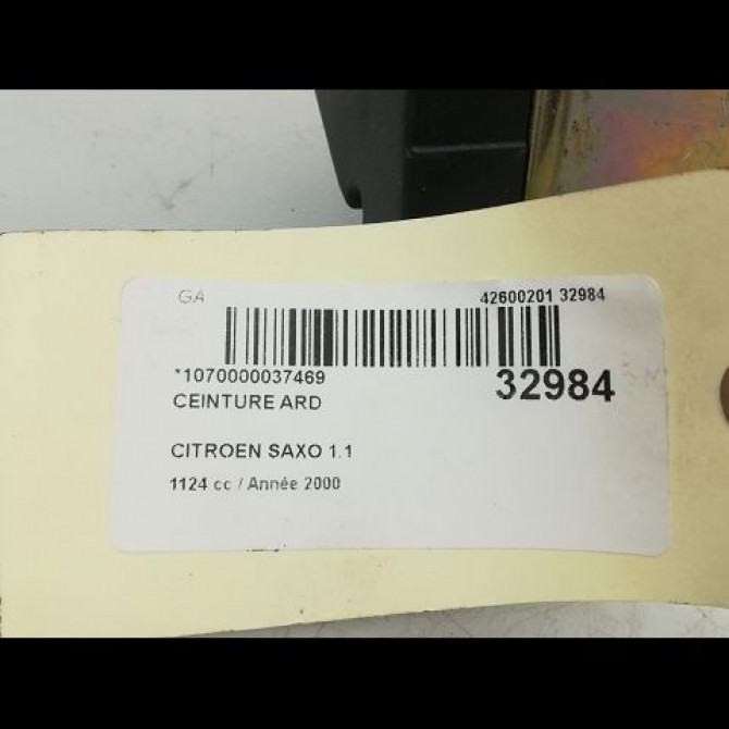 Ceinture arrière droite occasion CITROEN SAXO Phase 2 09-1999->12-2004 1.1i 8973GN 4