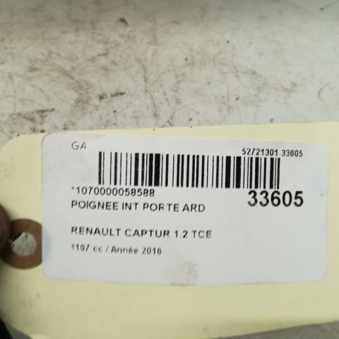 Poignee int porte ard occasion RENAULT CAPTUR Phase 1 02-2013->... 1.2i 118 16V 806701025R 4