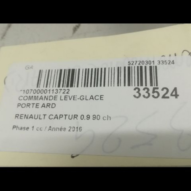 Commande leve-glace porte arrière droite occasion RENAULT CAPTUR Phase 1 02-2013->... 0.9 90 ch 254218614R 3