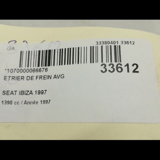 Etrier de frein avant gauche occasion SEAT IBIZA II Phase 2 05-1996->09-1999 1.4 4