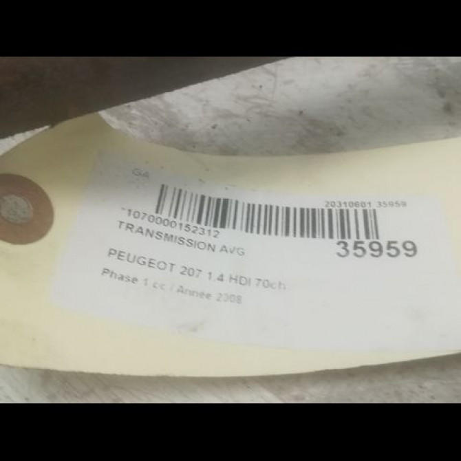Transmission avant gauche occasion PEUGEOT 207 Phase 1 04-2006->06-2013 1.4 HDI 70ch 3272PV 4