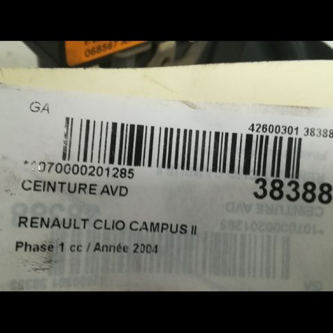 Ceinture avant droite occasion RENAULT CLIO CAMPUS II Phase 1 07-2006->07-2009 1.2i 16v 75ch 8200068567 4