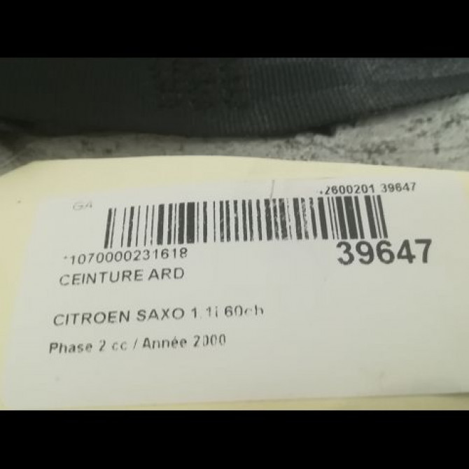 Ceinture arrière droite occasion CITROEN SAXO Phase 2 09-1999->12-2004 1.1i 60ch 8973GK 4