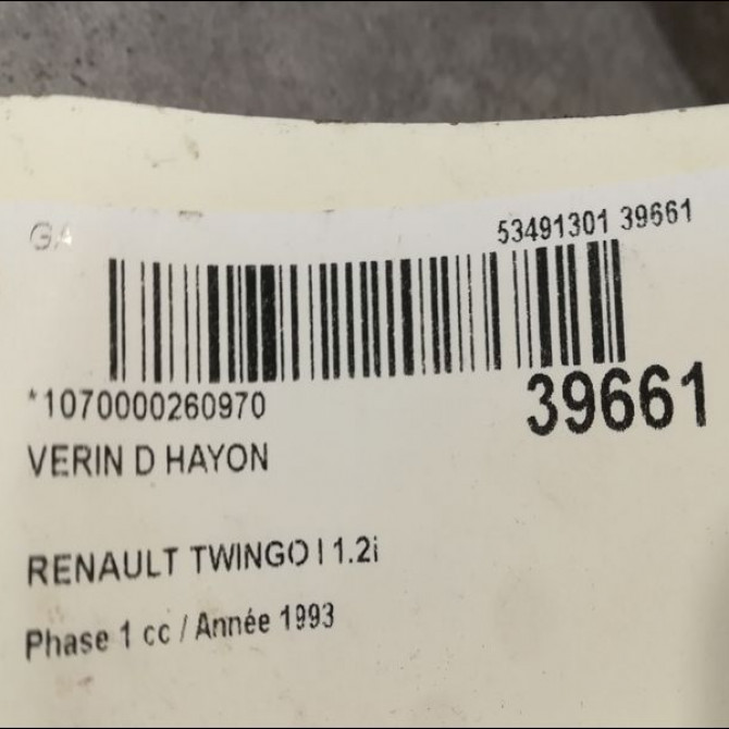 Verin droit hayon occasion RENAULT TWINGO I Phase 1 04-1993->08-1998 1.2i 55ch 2