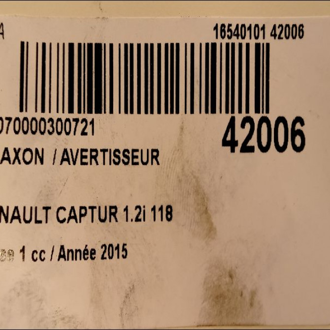 Klaxon  / avertisseur occasion RENAULT CAPTUR Phase 1 02-2013->... 1.2i 118 16V 3