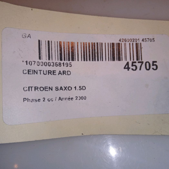 Ceinture arrière droite occasion CITROEN SAXO Phase 2 09-1999->12-2004 1.5D 8973GN 4