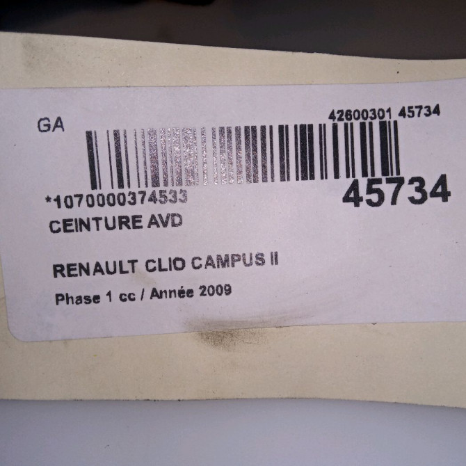Ceinture avant droite occasion RENAULT CLIO CAMPUS II Phase 1 07-2006->07-2009 1.5 DCI 65ch 4
