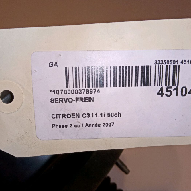 Servo-frein occasion CITROEN C3 I Phase 2 10-2005->12-2010 1.1i 60ch 4535Y2 3
