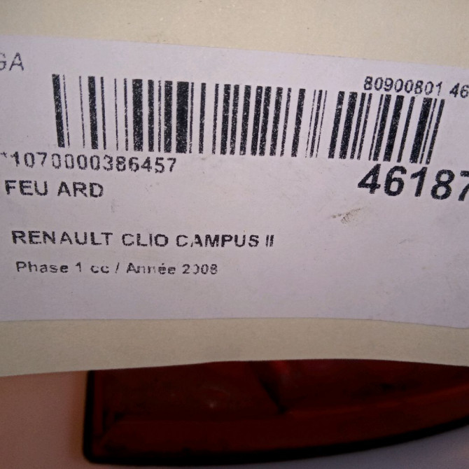 Feu arrière droit occasion RENAULT CLIO CAMPUS II Phase 1 07-2006->07-2009 1.5 DCI 65ch 5