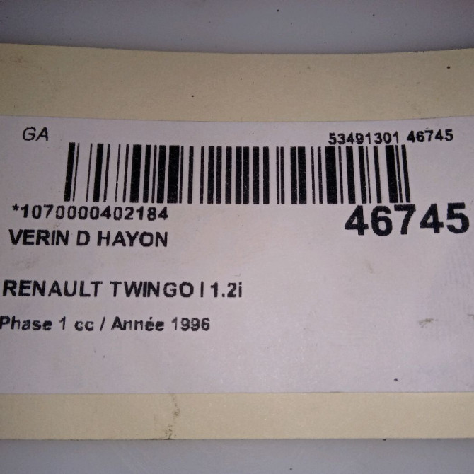 Verin droit hayon occasion RENAULT TWINGO I Phase 1 04-1993->08-1998 1.2i 55ch 3