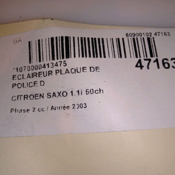 Eclaireur plaque de police d occasion CITROEN SAXO Phase 2 09-1999->12-2004 1.1i 60ch 5