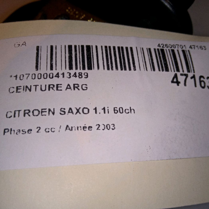 Ceinture arrière gauche occasion CITROEN SAXO Phase 2 09-1999->12-2004 1.1i 60ch 4