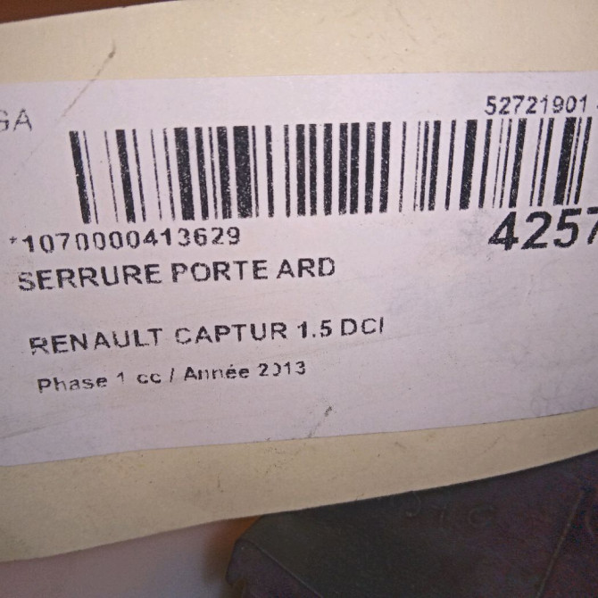 Serrure porte ard occasion RENAULT CAPTUR Phase 1 02-2013->... 1.5 DCI 90ch 825005865R 6