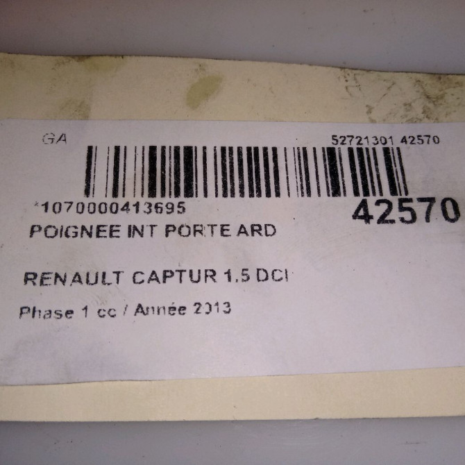 Poignee int porte ard occasion RENAULT CAPTUR Phase 1 02-2013->... 1.5 DCI 90ch 806701025R 4