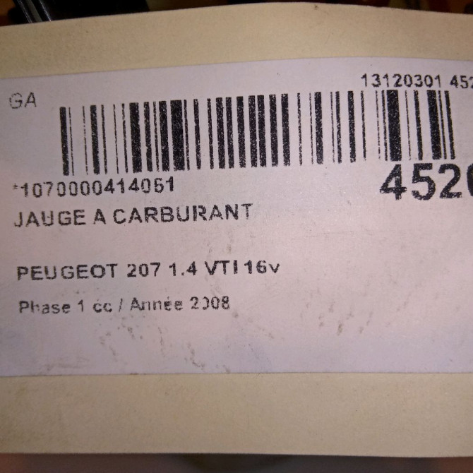 Jauge a carburant occasion PEUGEOT 207 Phase 1 04-2006->06-2013 1.4 VTI 16v 95ch 5