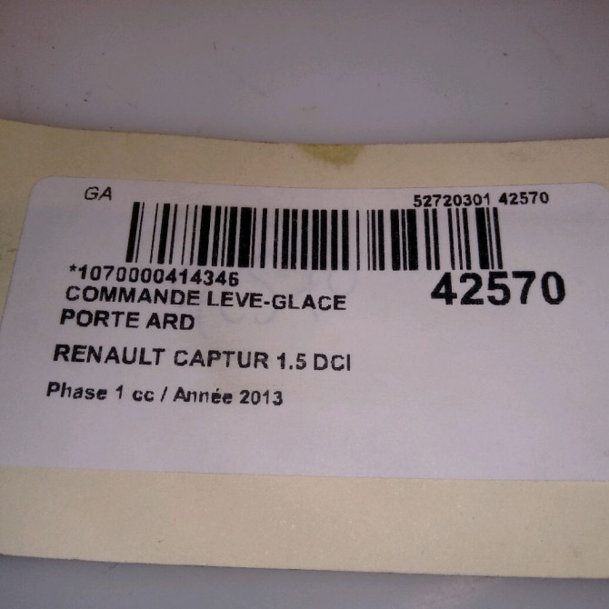 Commande leve-glace porte arrière droite occasion RENAULT CAPTUR Phase 1 02-2013->... 1.5 DCI 90ch 254218614R 5