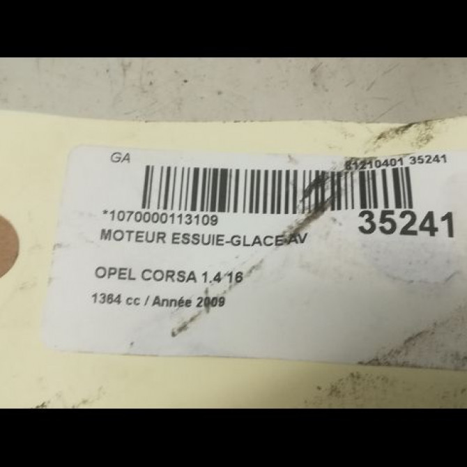 Moteur essuie-glace avant occasion OPEL CORSA IV Phase 1 09-2006->12-2010 1.4 TWINPORT 90ch 13432685 3