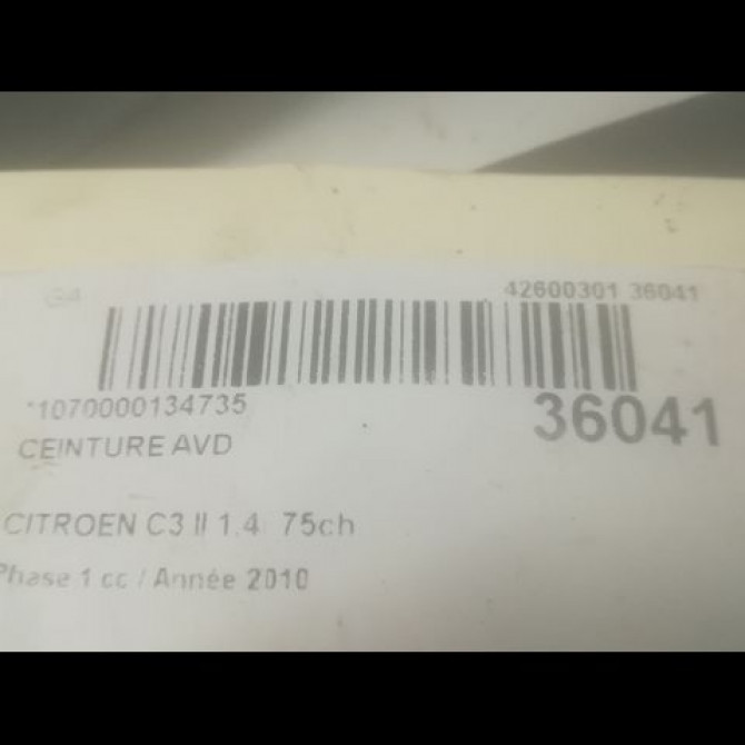 Ceinture avant droite occasion CITROEN C3 II Phase 1 11-2009->02-2013 1.4i 75ch 96771568XX 4